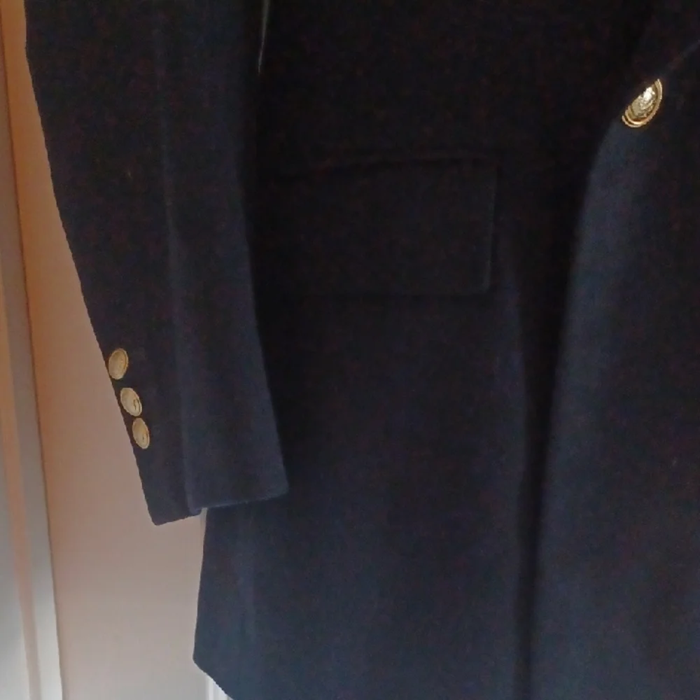 Custom Navy Double-Breasted Cashmere Blazer w/ Gold Buttons - Picture 8 of 12